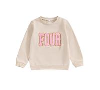 RWYBEYW Toddler Baby Girl Boy Birthday Outfit One/Two/Three/Four/Five/Six Embroidery Sweatshirt Shirts Tops Birthday Gifts (Khaki, 4-5 Years)
