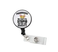 RX Pharmacy Badge Reel Pharmacist ID Badge Holder for Pharmacy Technician Graduate We Can't Fix Stupid But We Can Medicate It (Pharmacist BR3)