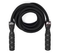 Rx Smart Gear Drag Jump Rope w/Non Slip Ergonomic Handles - Weighted Polypropylene Rope for Fitness & Exercise, Cardio Workout | Speed Jumping Rope for Men & Women WOD (Black, Small)