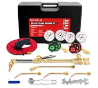 RX WELD Medium Duty Oxy Acetylene Torch Kit - Cutting, Welding, Brazing with Heating Nozzle (6-MFA-1) & Check Valves