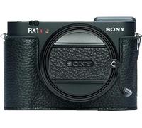 RX1R III Camera Case, BMAOLLONGB Handmade Genuine Real Leather Half Camera Case Bag Cover for Sony RX1R III Camera Bottom Opening Version with Mini Lens Cover (Black Thread)