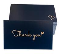 RXBC2011 100 Little Thank You Cards Gold Heart Design Bulk Thank you Notes for All Occasions 3.5 x 2 Inch Black