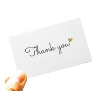 RXBC2011 100 Little Thank You Cards Gold Heart Design Bulk Thank you Notes for All Occasions 3.5 x 2 Inch(Film covering Type cannot be written)