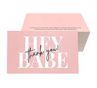 RXBC2011 Hey Babe Thank you Card Thanks for your support cards Package Insert for online business Pack of 100 Pink