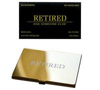 RXBC2011 Retired Business Cards Funny Retirement Gift (Pack of 50 black Card/With Gold Mirror Stainless Steel Case)