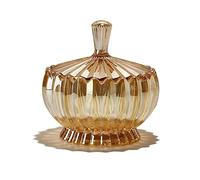 Rxcvkmw Glass Candy Plate with Cover, Crystal Candy Bowl, Fruit Plate, Decorative Bowl (Amber)