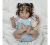 RXDOLL 18 Inch Reborn Dolls Realistic Soft Cloth Body Handmade Real Life Newborn Doll Squishy Dolls Lifelike Baby Doll with Rooted Hair Toy Gifts for Kids