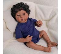 RXDOLL 19 Inch Realistic Reborn Baby Dolls Silicone Full Body Black Boy African American Baby Dolls That Look Real Newborn Babies Biracial Doll Gifts for Kids Age 3+