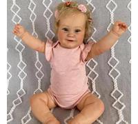 RXDOLL 20 Inch Realistic Reborn Baby Dolls Silicone Full Body Real Life Toddler Baby Dolls Lifelike Smiling Girl with Rooted Blonde Hair Waterproof Toy Kids Birthday Gifts