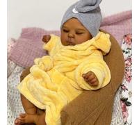RXDOLL 20 Inch Reborn Baby Dolls Silicone Full Body Realistic Newborn Baby Doll Soft Vinyl Baby Girl Real Life Reborn Babies Lifelike Dolls Dark Skin Kids Gifts