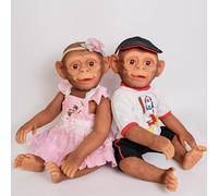 RXDOLL 22 Inch Lifelike Monkey Reborn Baby Dolls Twins Silicone Vinyl Full Body Realistic Newborn Baby Doll Twins Life Like Baby Dolls That Look Real Babies Monkey Doll