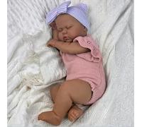 RXDOLL African American Reborn Baby Dolls Balck Girl 48CM Sleeping Newborn Doll Soft Body Realistic Baby Dolls That Look Real Silicone Babies Biracial Doll for Girls 3+