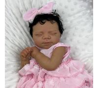 RXDOLL African American Reborn Baby Dolls Girl 18 Inch Silicone Full Body Vinyl Sleeping Anatomically Correct Doll That Look Real Newborn Babies Black Skin Doll Toys