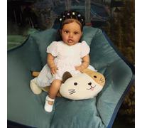 RXDOLL African American Reborn Dolls Realistic 24 Inch Baby Doll Looking Real Life Like Baby Doll Handmade Babies Cloth Soft Body Black Skin Toy