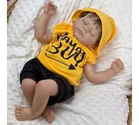 RXDOLL Asleep Reborn Baby Dolls Girl Irys 19 Inch Realistic Newborn Baby Doll Boy Cloth Body Lifelike Silicone Babies Infant Dolls Toy Birthday Gifts for Kids Age 3+