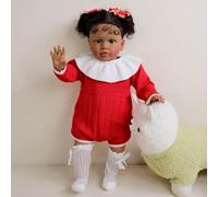 RXDOLL Big Size Realistic Black Toddler Doll 26 Inch Lifelike Biracial Reborn Baby Doll Soft Cloth Body Weighted Real Life Standing African American Babies with Rooted Hair