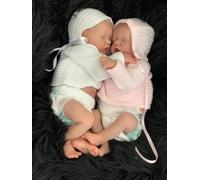 RXDOLL Full Vinyl Body Reborn Baby Dolls Twins Boy and Girl 18 Inch 45CM Realistic Baby Dolls That Look Real Looking Baby Doll Twins Washable Sleeping Newborn Dolls
