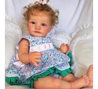 RXDOLL Lifelike Toddler Doll Realistic 24 Inch Soft Cloth Body Blue Eyes Reborn Baby Dolls That Look Real Life Newborn Babies with Blond Hair Toy Gifts for Kids