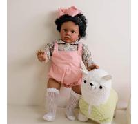 RXDOLL Realistic Black Toddler Doll 26 Inch Lifelike Biracial Reborn Baby Doll Soft Cloth Body Weighted Real Life Standing African American Babies with Rooted Hair For Kids 3+