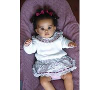 RXDOLL Realistic Reborn Baby Dolls 24 Inch Big Size Toddler Doll Soft Cloth Body Dark Brown Skin Newborn Dolls That Look Real Lifelike Babies Eyes Open Toy Gifts