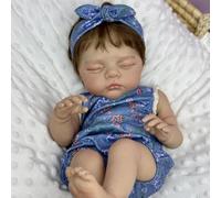 RXDOLL Realistic Reborn Baby Dolls Eyes Close 19 Inch Lifelike Newborn Dolls That Look Real Soft Cloth Body Weighted Silicone Baby Doll Handmade Toy for Kids Age 3+