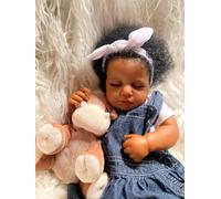 RXDOLL Realistic Reborn Baby Dolls Silicone Full Body Black Girl 20 Inch Lifelike African American Baby Dolls That Look Real Life Biracial Babies Doll Dark Brown Skin