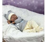 RXDOLL Realistic Reborn Baby Dolls Silicone Full Body Vinyl Boy 18 Inch Lifelike Dark Skin African American Reborn Doll Real Life Sleeping Newborn Babies Kids Birthday Gift