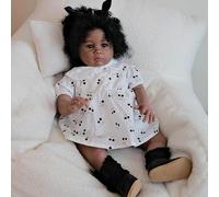 RXDOLL Realistic Reborn Toddler Dolls Black Girl 24 Inch African American Reborn Baby Dolls That Look Real Soft Body Weighted Silicone Babies Toddler Girls Curly Hair