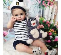 RXDOLL Realistic Reborn Toddler Dolls Blue Eyes 24 Inch Big Size Reborn Baby Dolls That Look Real Cloth Body Weighted Baby Doll Lifelike Silicone Babies Toddlers Girls