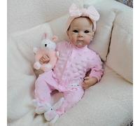 RXDOLL Reborn Baby Dolls Silicone Full Body Girl Open Eyes 18 inch Realistic Anatomically Correct Baby Dolls That Look Real Life Newborn Babies Doll with Feeding Toys