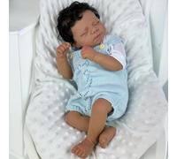 RXDOLL Sleeping Reborn Baby Dolls Silicone Full Body Black Boy 18 Inch African American Realistic Baby Dolls That Look Real Newborn Silicone Babies Biracial Doll Pascale