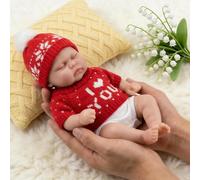 RXDOLL Small Size Full Solid Silicone Realistic Baby Doll Girl,12 Inch Reborn Baby Dolls Silicone Full Body,Elastic Super Soft Lifelike Bebe Doll Toy for Kids Age 3+ & Collection