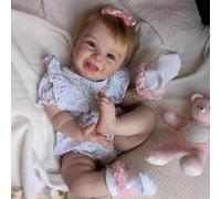 RXDOLL Sweet Smile Reborn Baby Dolls Girl 20 Inch Realistic Newborn Doll Soft Body Weighted Baby Dolls That Look Real Silicone Babies Infant Doll with Rooted Hair