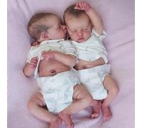 RXDOLL Twin Reborn Baby Dolls Silicone Full Body Girls 18 Inch Realistic Baby Dolls That Look Real Life Silicone Babies Twins Girls Doll Sleeping Newborn Doll for Age 3+
