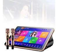 RxGhyl 18.5 Inch Karaoke System, Cloud Update Download Songs, Screen Phone and App Control,Built-in Hard Drive, Support 4K,DSP Reverberation Microphones 500G-White