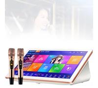 RxGhyl Karaoke System with Mic, Singing Desktop Machine, Machine with Wireless Mic, Built-in Hard Drive, Support 4K 500G-White