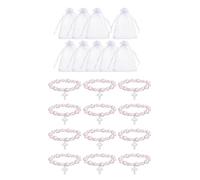 [Rxgiasup] 12pcs Delicate Hollow Cross Pearl Beads Bracelet Accessories Religious Celebration Gift Set for Guests Event Elegant Hollow Cross Party Guest