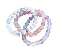 [Rxgiasup] 3 Pcs Crystal Set Women Adjustable Beads Wrist Chain Colorful Gemstone Beads Hand Chain Jewelry Spiritual, フリーサイズ