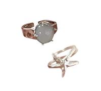 [Rxgiasup] Alloy starfish ring features adjustable openings and vibrant gemstones, making it the perfect beach vacation jewelry accessory for fashion lovers