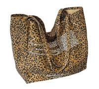 Rxgiasup Casual Leopard Print Canvas Shoulder Bag Large Capacity Carry All Shopper Handbag Everyday Autumn Winter Leopard Pattern Shoulder Bag, Braun