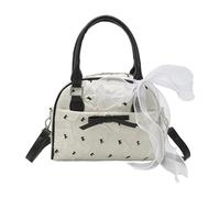 [Rxgiasup] Elegant Bow Ribbon Decorative Practical Polyester Bag Adjustable Strap Shoulder Bag Casual Everyday Lightweight Polyester Shoulder Bag for Women, white