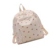 [Rxgiasup] Elegant flower print backpack, practical polyester fabric school bag with spacious compartment, perfect for daily necessities school bag, white