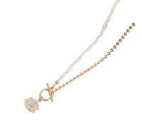 Rxgiasup Floral Pendant Necklace Adorned with Triangular Crystals and Stones in Sturdy Alloy for Her Gift Worthy Floral and Stone Necklace