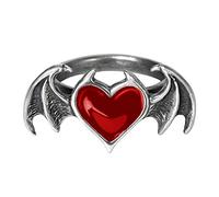 [Rxgiasup] Gothic for Soul Black Red Heart Wing High Polish Finger Wedding Band Cocktail Party Promise