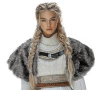 [Rxgiasup] Historic Role Play Cloak with Removable Cape Soft Blend Costume Shawl Halloween Cosplay Outdoor Adventure Vintage Cloak Medieval Costume