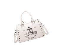 [Rxgiasup] Large Capacity Women Shoulder Bag Skull Design & Studded Accent Punk Style Handbag Spacious Area Shoulder Bag Studded Doctor Bag, white