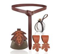 [Rxgiasup] Medieval Costume Medieval Leather Belt Waist Wallet Cork Portion Bottle Wizard Portion Glass Holder Halloween Cosplay Wedding Accessories
