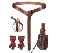[Rxgiasup] Medieval Costume Medieval Leather Belt Waist Wallet Cork Portion Bottle Wizard Portion Glass Holder Halloween Cosplay Wedding Accessories
