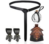 [Rxgiasup] Medieval Costume Medieval Leather Belt Waist Wallet Cork Portion Bottle Wizard Portion Glass Holder Halloween Cosplay Wedding Accessories