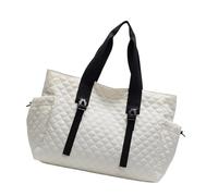 [Rxgiasup] Modern Quilted Pattern Travel Bag Scratch Resistant Oxford Cloth Shoulder Handbag Book Electronics Accessories Practical Oxford Fabric, beige